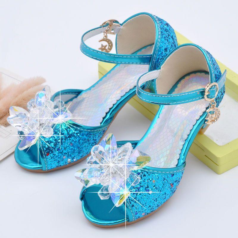 Sandal Kaki Peep, untuk Kanak-kanak Perempuan, Kaki Terbuka, Sesuai untuk 4-5 Tahun, Kepala Bunga Kristal, Kasut Tumit Tinggi Kanak-kanak, Gaya Korea, Kasut Puteri, Kasut Tumit Tinggi Perempuan, Saiz 6 3