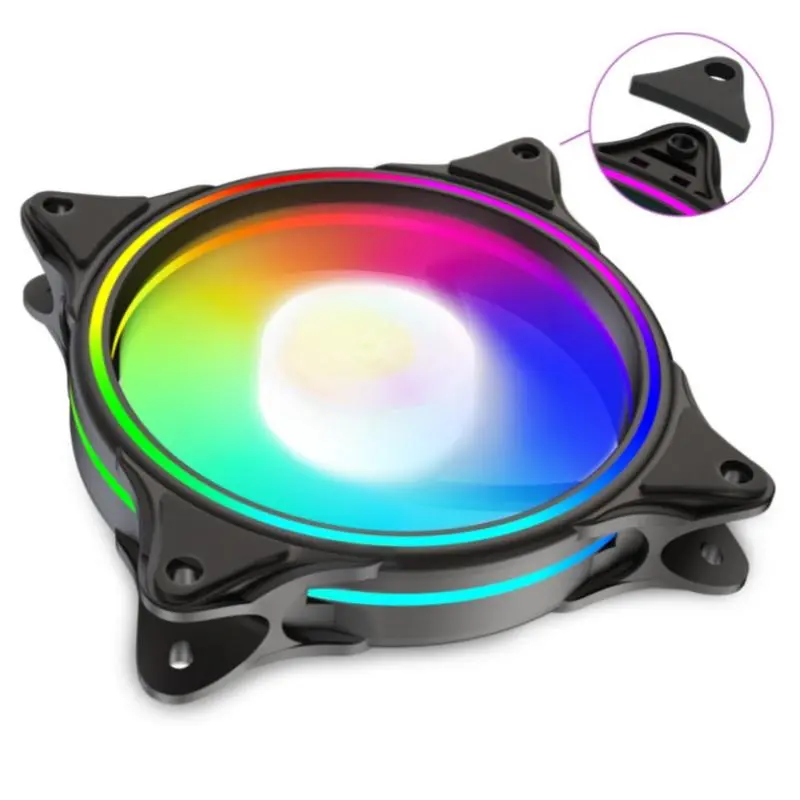 AEITTO RGB Chassis Fan, 12cm Desktop Computer Cooling Fan with Remote Control, Small 6Pin Mute Fan Cooler Radiator 6