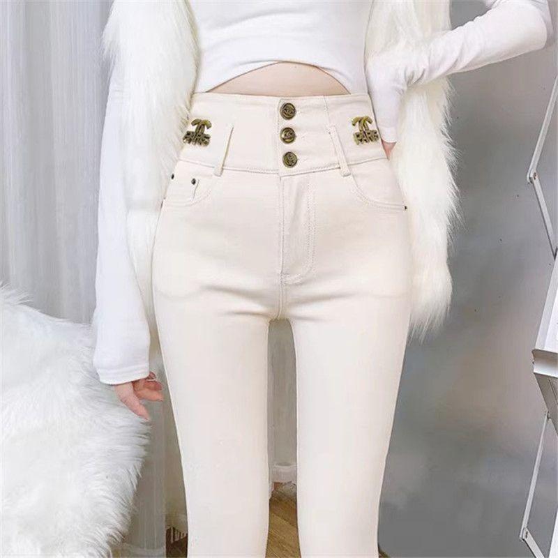 Quần Legging Mặc Bên Ngoài Co Giãn, Màu Trắng Kem, Cạp Cao Cho Nữ, Thích Hợp Cho Mùa Xuân, Mùa Thu Và Mùa Đông, Hàng Mới Về Năm 2024, Ôm Sát, Quần Bút Chì Mỏng 2
