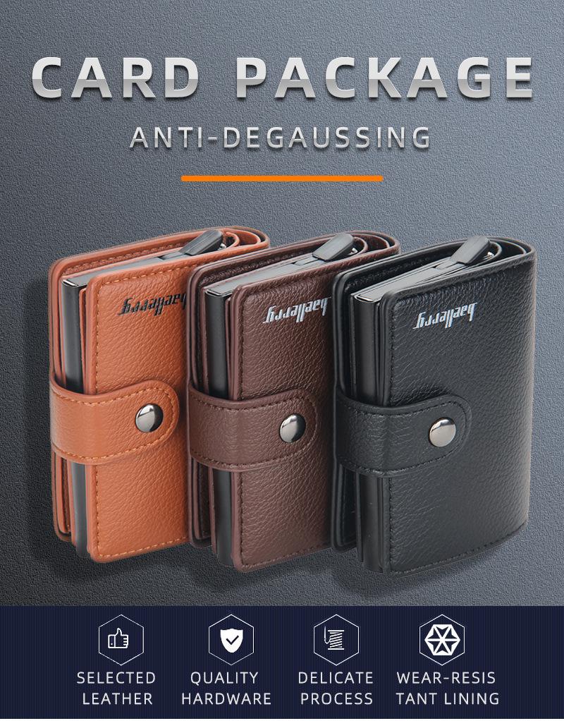 Product Introduction of Men's Card Holder in European and American Style with Lychee Pattern, Automatic Pop-up Card Type Clasp Wallet, Metal Aluminum Box Card Sleeve 3