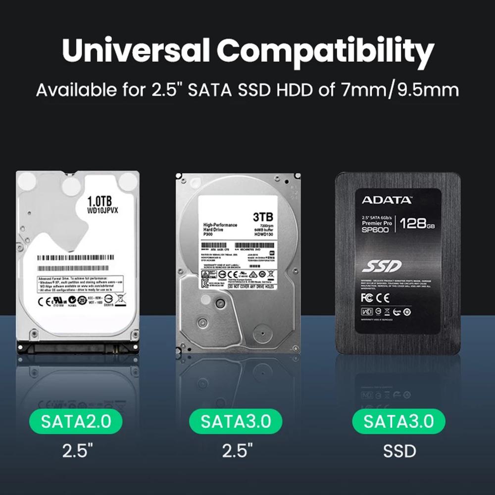 Universal HDD Caddy 9.5mm UGREEN SATA Hard Disk Driver SSD 2.5 inch