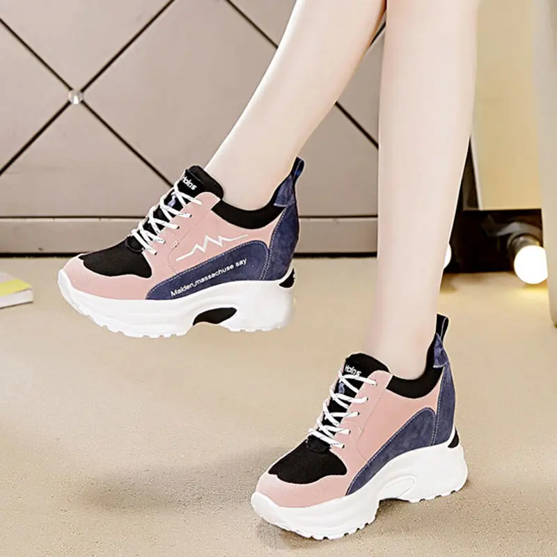 Sneaker, untuk Wanita, Musim Bunga dan Musim Luruh, Gaya Korea Baharu, Platform Kasual, Insole Meningkatkan Ketinggian, Kasut Ayah, Sesuai untuk Pelajar Perempuan, Bertambah 6cm Casual Shoes