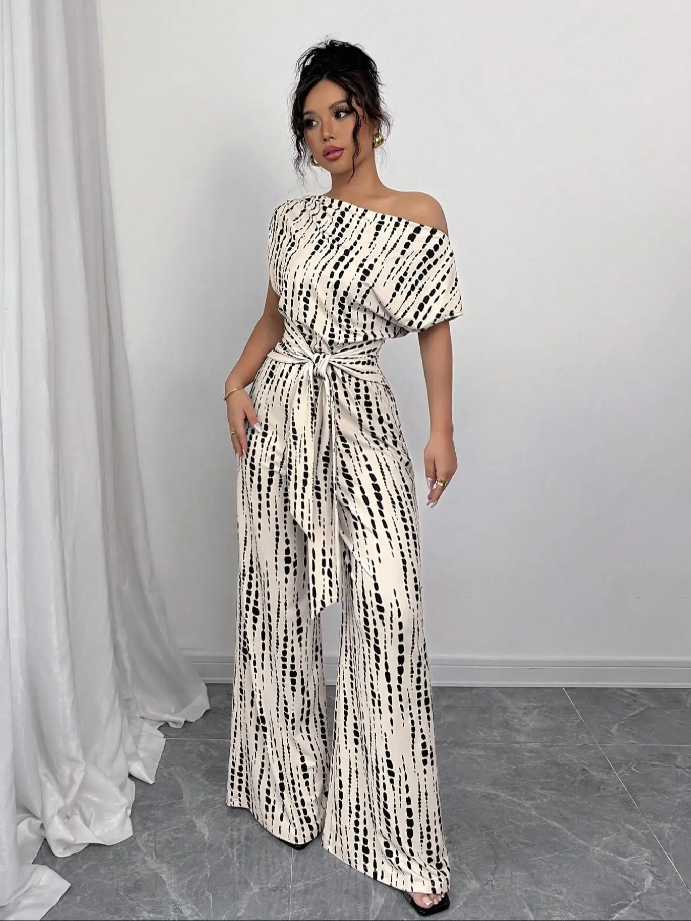 Women's All Over Print Jumpsuit, Elegant Fashion Casual Jumpsuit for Daily Outdoor Wear, Women Jumpsuits for Summer, One Piece