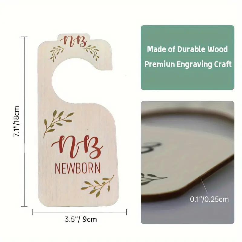 Product Introduction of Summer Wooden Baby Milestone Design Closet Divider, 8pcs/set Double Sided Print Baby Clothes Hanger Divider for Baby Girls Boys Nursery Decor, Baby Closet Organizers from Newborn to 24 Months 5