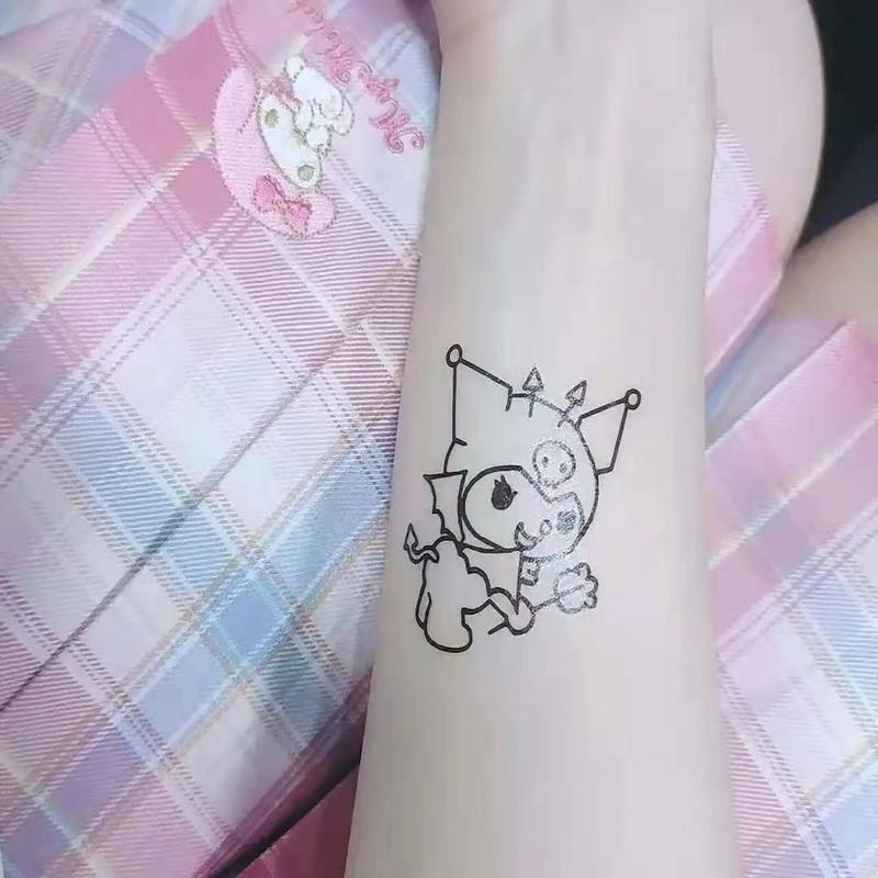 Hình xăm dán, Coolomi, không thấm nước và lâu trôi, thiết kế Hello Kitty và thác nước, có thể giặt được, thiết kế tươi mới Trang Điểm Cosmetic Nữ 7