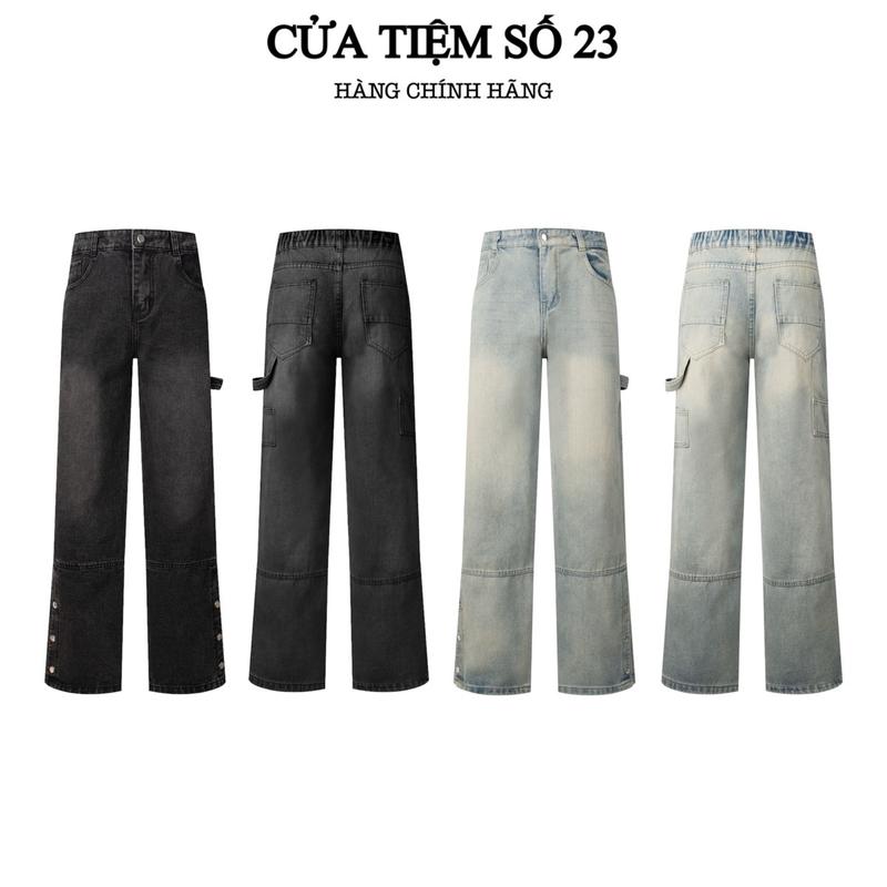 Quần Jean Cúc Bấm Ống Suông Nam Nữ Menswear Pants Chĩnh Hãng Cửa Tiệm Số 23 . 131 - 072
