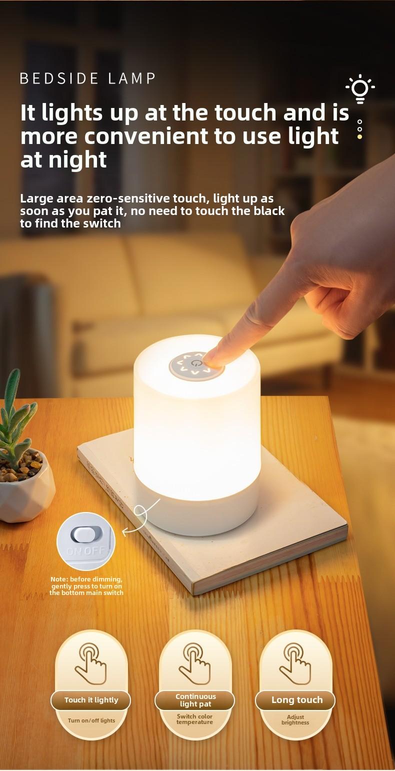 Product Introduction of LED Rechargeable Touch Pat Light Night Feeding Remote Control Baby Bedside Lamp Dormitory Atmosphere Night Light 6