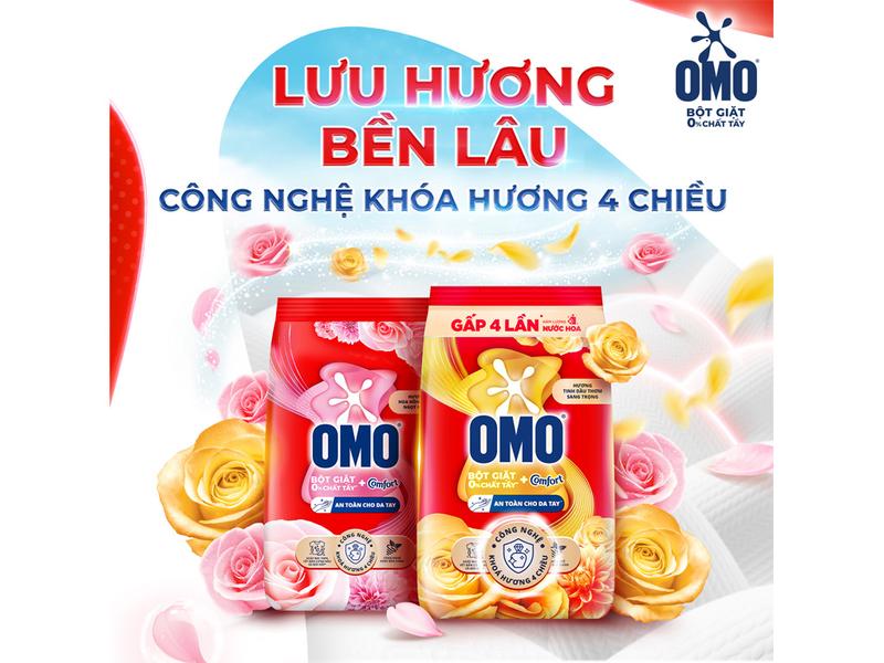 Product Introduction of Bột giặt Omo Comfort Tinh dầu nước hoa và  hương hoa hồng 350g/700g đánh bay vết bẩn cứng đầu 6