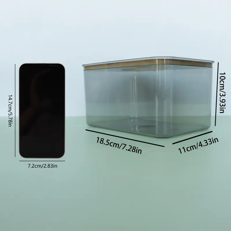 Clear Tissue Box with Wooden Lid, 1 Count Modern Simple Tissue Storage Box, Dustproof Tissue Holder, Home Organizer for Living Room Bedroom Office 2