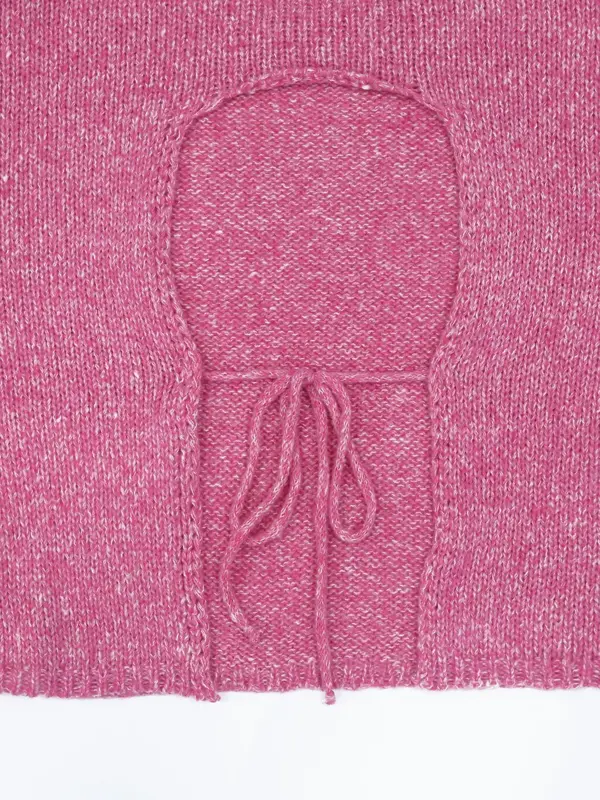 Women's Cut Out Backless Lantern Sleeve Sweater, Fashion Casual Drop Shoulder Tie Back Jumper for Daily Outdoor Wear, Ladies Knit Top for Spring & Fall 5