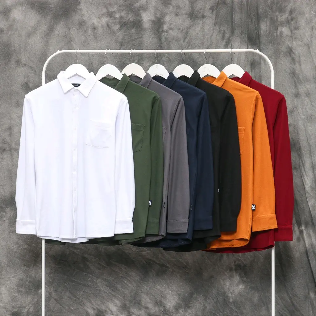 Kemeja Formal Polos Lengan Panjang Slimfit Pria Premium Terlaris  Casual Putih