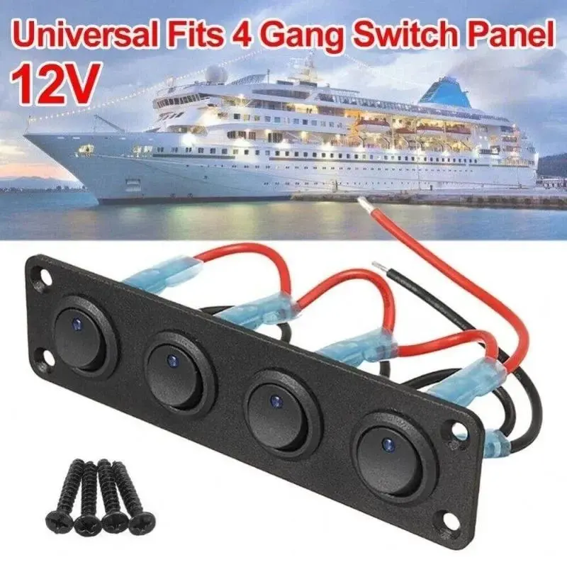 12V 1-4 Gang Universal Toggle Switch Panel USB Car Boat Marine RV Truck Blue LED Styling Accessories Marine Rocker Switch
