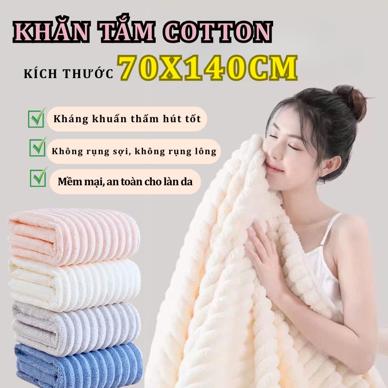 Khăn Tắm Kích Thước 70x140cm Chất Liệu Bông Cotton San Hô Mềm Mại Không Rụng Lông Thấm Hút Tốt