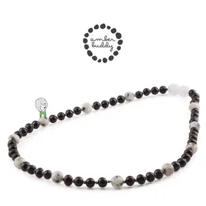 Amber Buddy | JN90 Kalung Anak Baltic Amber Kombinasi Kiwi Jasper. 38 cm Junior
