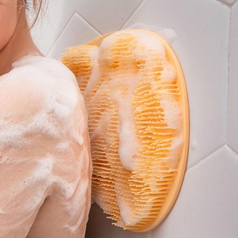 Product Introduction of Silicone Shower Foot Scrubber Mat, Wall Mounted Hands Free Exfoliating Back Scrubber, Everything Shower Products, Bath Wash Pad 3