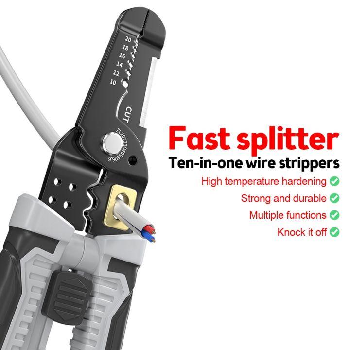 Kìm tuốt dây điện bằng thép gió HSS lò xo ẩn đa năng 10 chức năng trong 1