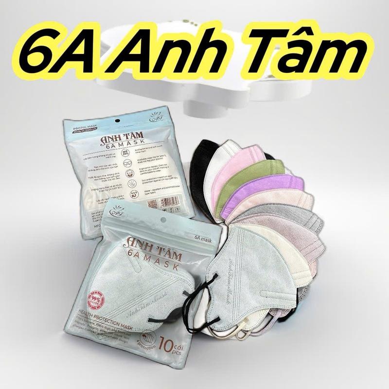 100 Cái Khẩu trang 6A Anh Tâm 4 Lớp Kháng Khuẩn Không Dệt Đủ Màu Mặt Nạ Bảo - Phụ Kiện, Nhung