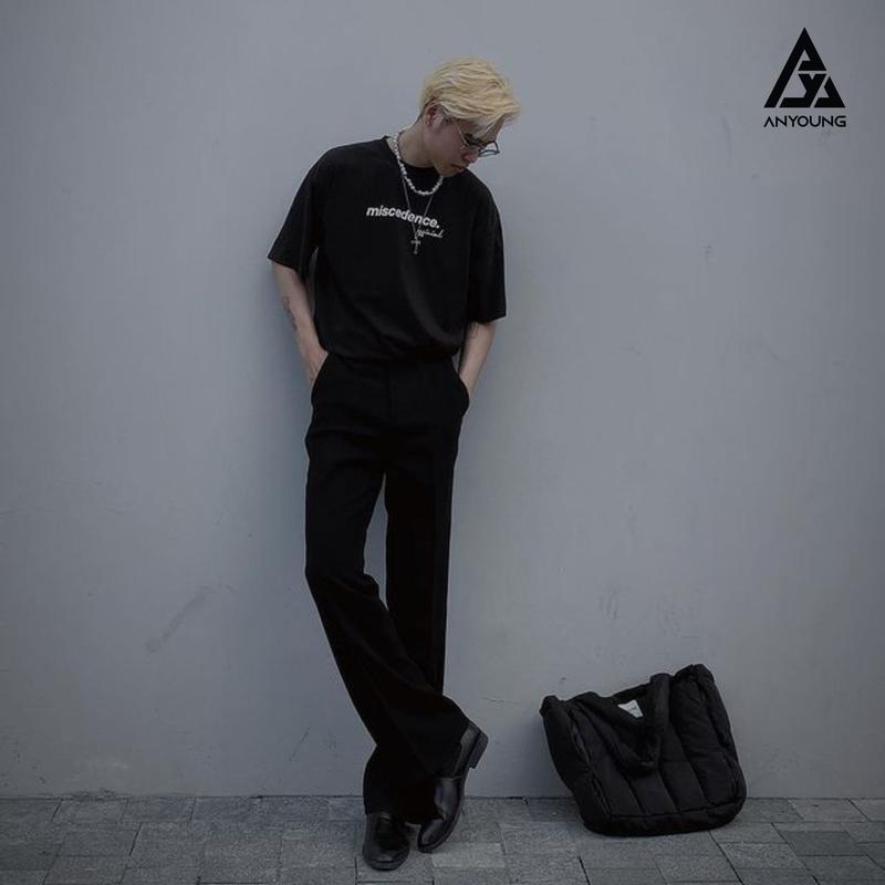 Quần Tây Ống Loe Nam Basic Anyoung, Quần Âu Tôn Dáng Phong Cách Douyin Phủ Giày Chất Vải Vitex Menswear Pants quần  âu