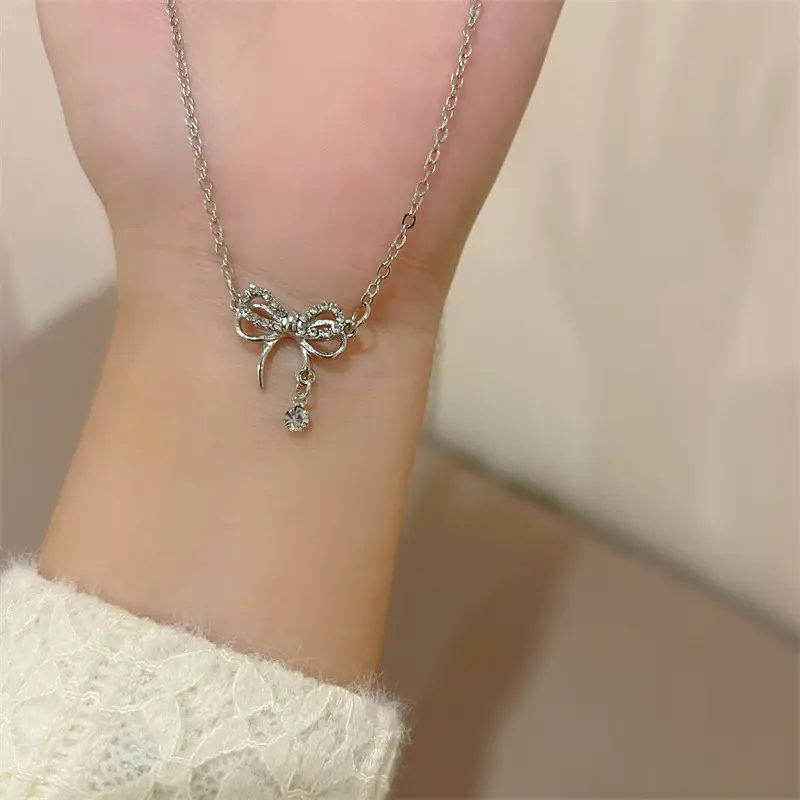 Vòng Tay Mặt Dây Chuyền Nơ Kim Cương Giả Tua Rua, Thời Trang Hàn Quốc, Dành Cho Nữ, Đồ Trang Trí Sinh Viên, Quà Sinh Nhật 4