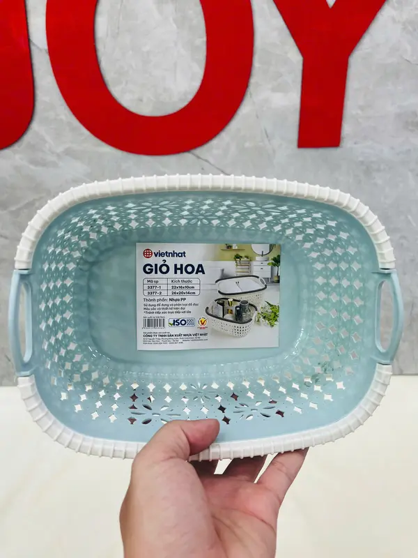 Rổ nhựa giả đan mây có quai cầm cỡ nhỏ Việt Nhật 3