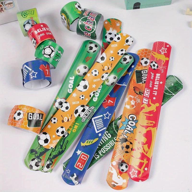 Soccer Slap Bracelet, 24pcs Wristband Toy for Birthday Party Favors, Football Theme Party Decoration, Euro 2024 Decorations, Party Supplies 2