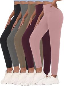 Women's Solid High Waist Leggings, Casual Comfy Skinny Pants for Yoga Gym Workout Running, Ladies Bottoms for All Season
