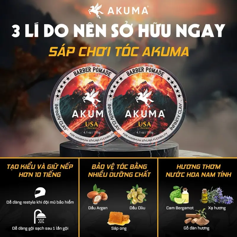 Sáp vuốt tóc AKUMA INFINITY CLAY 116g tặng 1 lược Chăm Sóc Tóc Dưỡng Tóc sap vuottockho spider wax tơ nhện roug seasalt xốp nam sap  vuottoc sáp  tơ vu 6