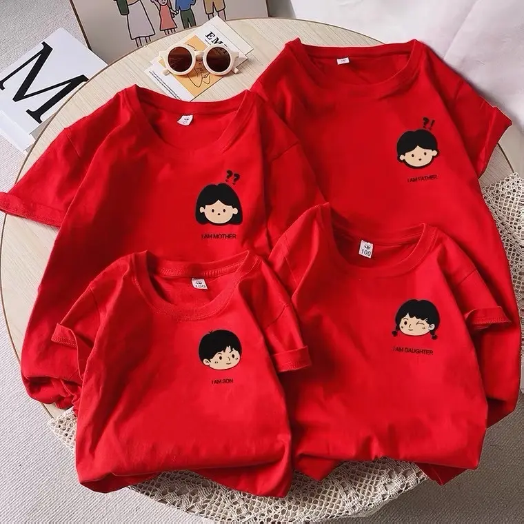 Áo thun cotton đủ size từ : 06kg - 102kg ( mẫu này khách đặt ghi chú ba, mẹ, bé trai , gái kèm size áo ạ )