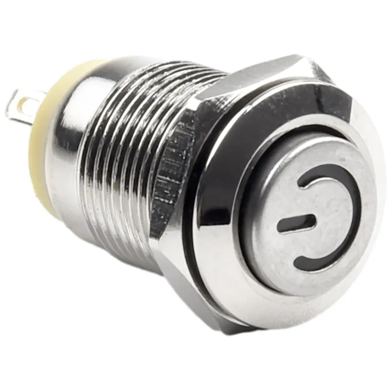 Công Tắc Nút Nhấn Kim Loại, 12mm, Nút Nguồn, Chống Thấm Nước, Đèn LED Phẳng, 12V-24V 0