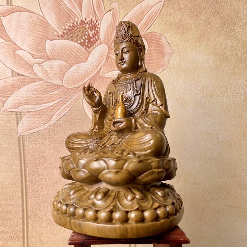 Product Introduction of Tượng Quan Thế Âm Bồ Tát Gỗ Bách Xanh Cao 15cm Mùi Hương Thơm 2