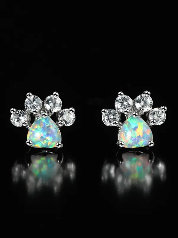 Women's Elegant Rhinestone Decor Stud Earrings, 1 Pair Exquisite Trendy Cat Paw Design Stud Earrings, Fashionable Luxury Jewelry for Women & Girls for Daily & Party Decor 8
