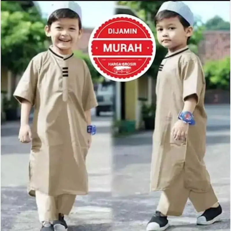 setelan koko anak pakistan model list umur 1-11 thn Panjang Muslim Baju Katun Pendek Kurta 2