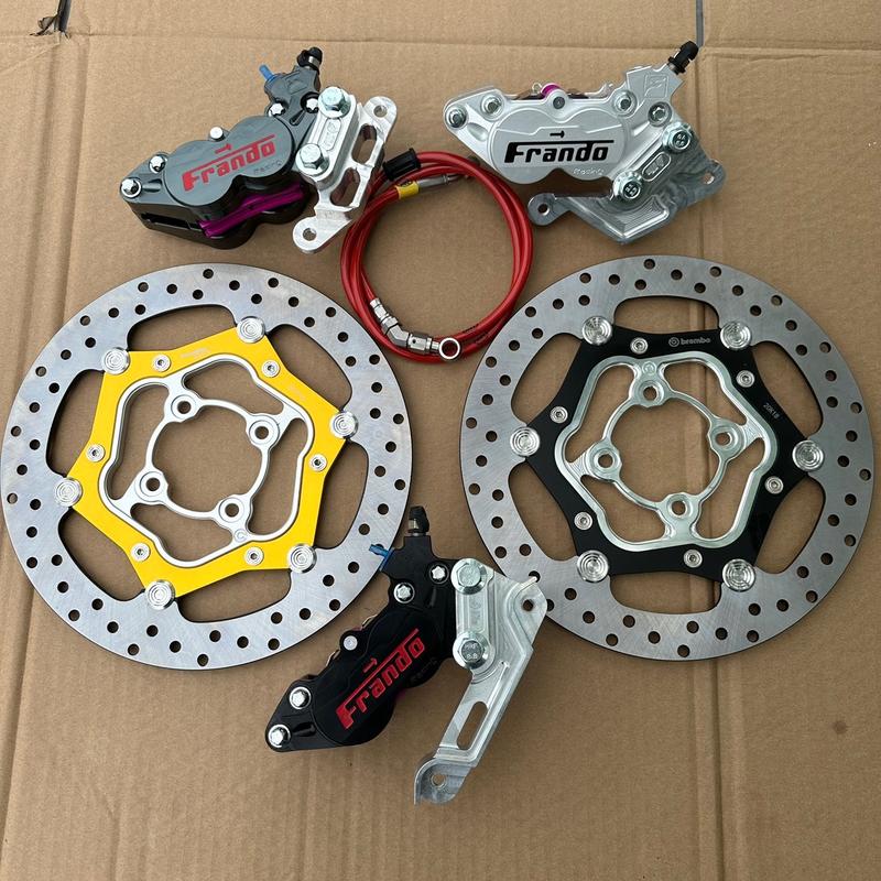 Combo Heo Fando 4 Pis 1:1, Bát CNC, Đĩa Brenbo Ovesize, Dây Dầu Bấm Dầu Inox 4 Lỗ Phụ Kiện Phụ Tùng Phanh combo 3