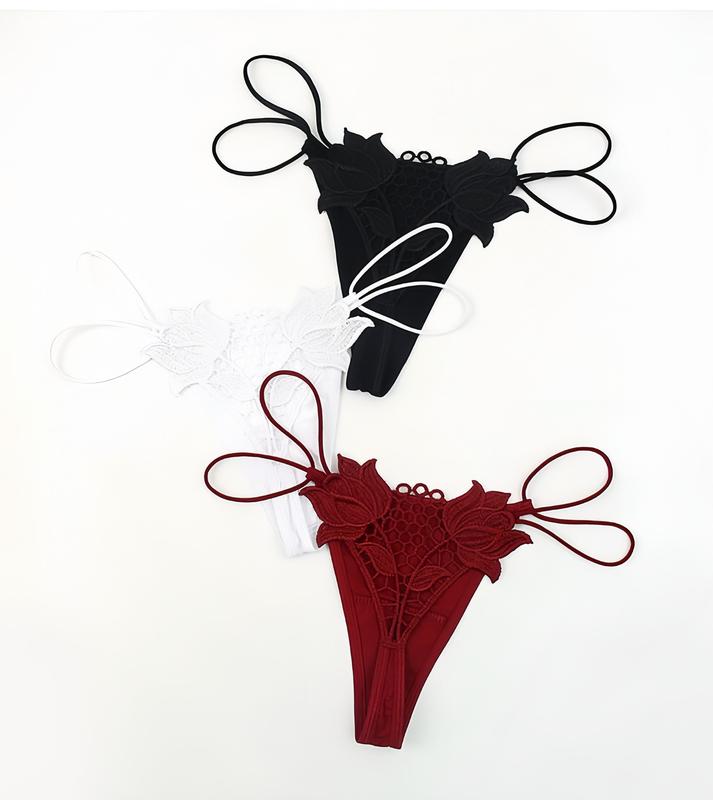 A4 - Quần Lót Nữ Ren L.K Bông Hồng Dây 3 Màu Women Đen quanren quan  lot quanren  nu lọt