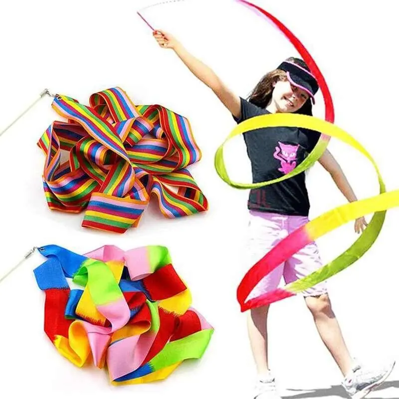 4m Artistic Gymnastics with Rod Colorful Children Dance Ribbon Outdoor Sports Toys Performance Props Kids Gifts TMZ