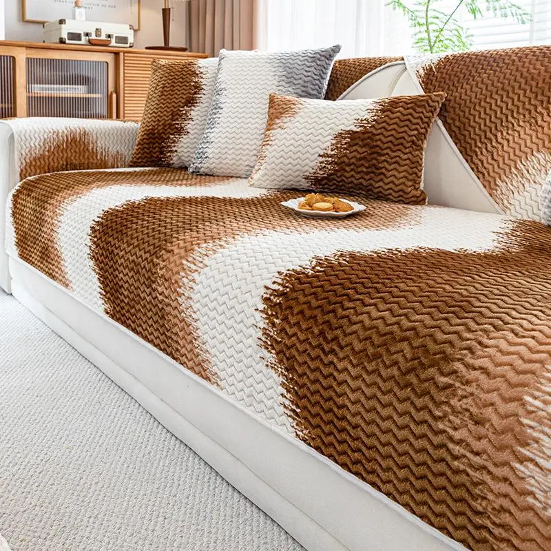 Geometric Pattern Short Plush Sofa Cover, 1 Count Non-slip Sofa Slipcover, Machine Washable Sofa Protector for Home Living Room Decor 6
