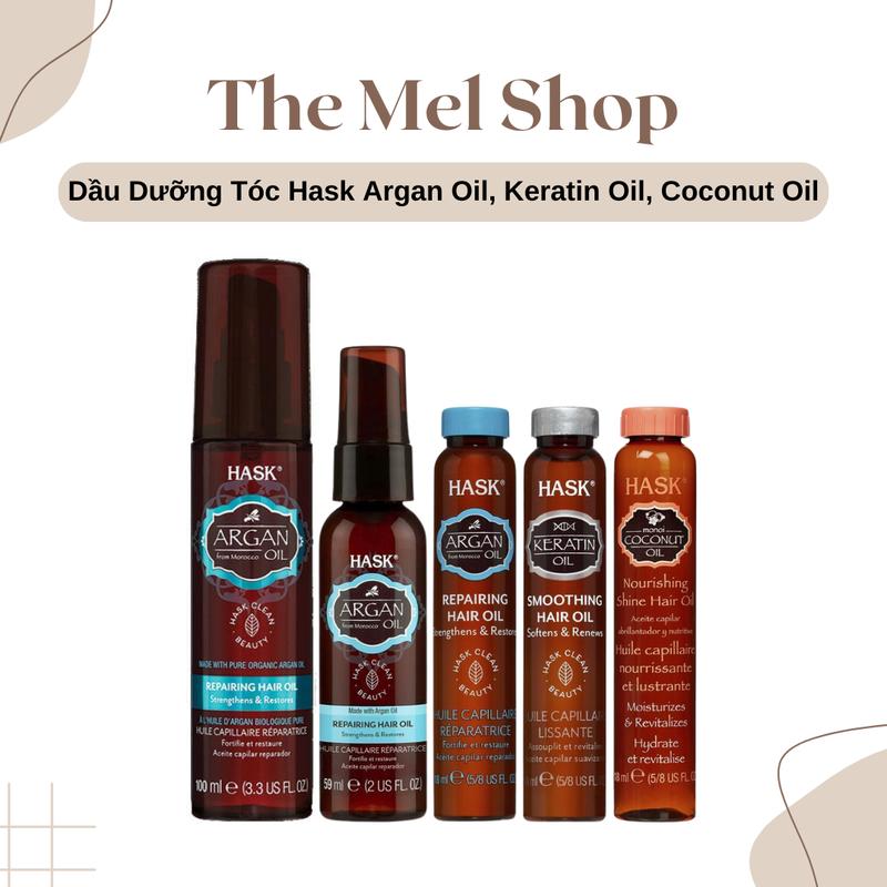 Dầu Dưỡng Phục Hồi Và Mềm Mượt Tóc Hask Argan Oil, Keratin Oil