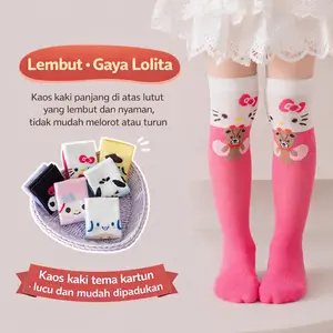 eOnePro Kaos Kaki Panjang Anak Perempuan Motif Kartun | Lembut, Adem, Tidak Mudah Melorot
