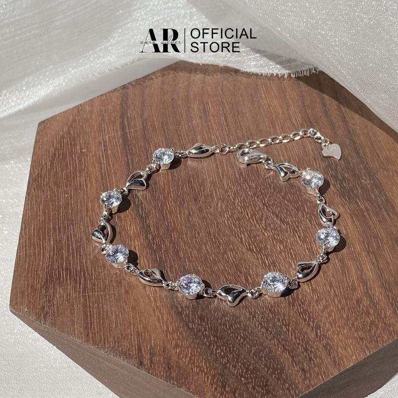  Vòng tay bạc nữ 925 xi bạch kim lắc tay Nari-Aura Silver-LT16 