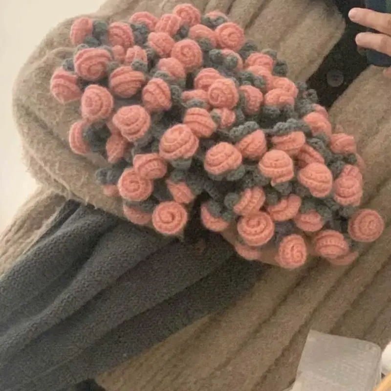 70cm Rose Lily of the Valley Flower Blanket Kit Crochet Gift for Girlfriend Boyfriend Handmade 3