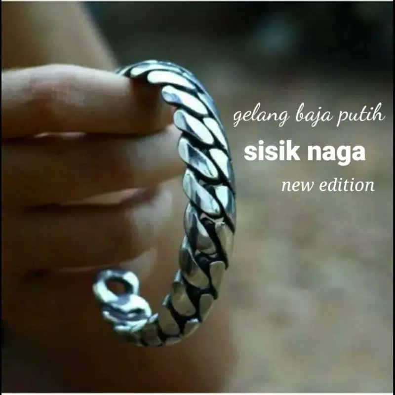 GELANG TITANIUM BAJA PUTIH MONEL SISIK NAGA PRIA WANITA ANTI KARAT ANTI LUNTUR TERBARU TERMURAH Bracelets Aksesoris