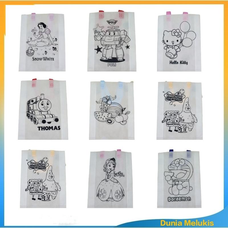 Tas Goodiebag / spundbond mewarnai 30x40cm Wanita Belanja 2