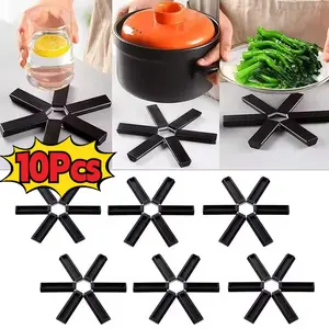 1/2/3/5/10Pcs Alas Dapur Lipat Pelindung Panas Alas Panci Alas Piring Coaster Lipat Insulasi Panas Tinggi Panci Dan Wajan