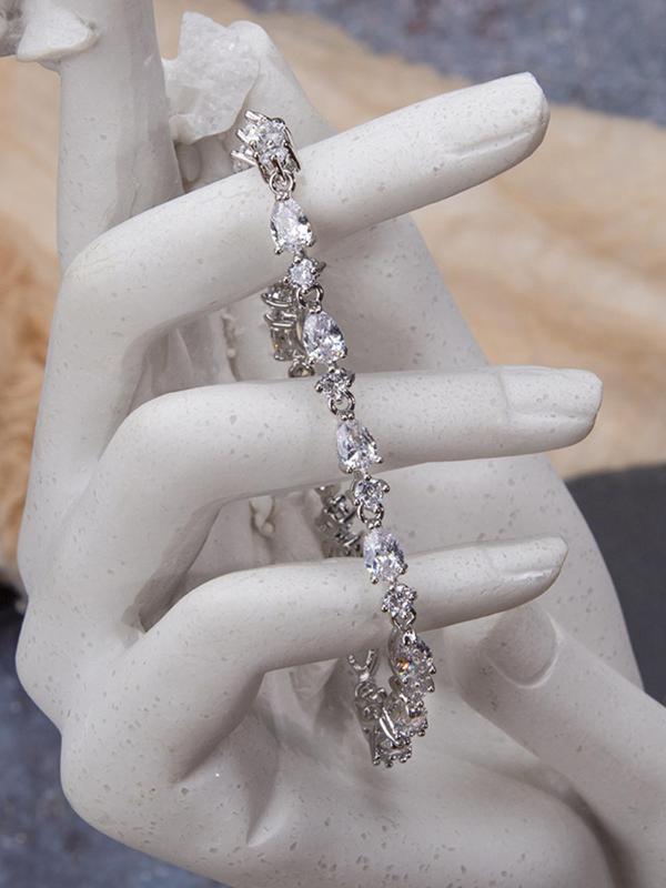 Artificial Zircon Decorated Bracelet, Fashionable Jewelry for Women & Girls, Trendy All-match & Exquisite Jewelry for Birthday Gift 2