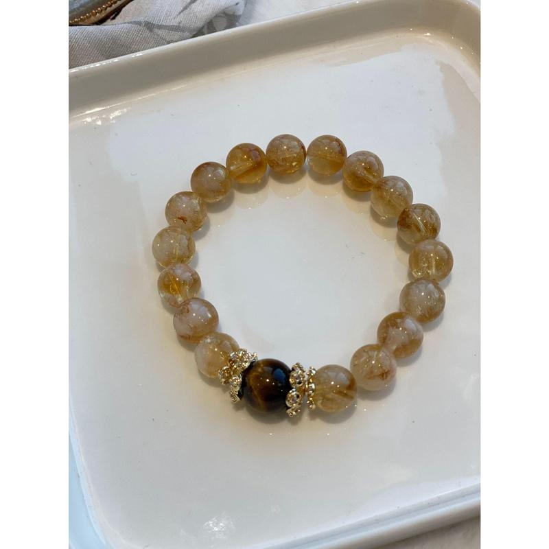 Natural Yellow Pagoda Crystal Tiger Eye Stone Unique Niche Wealth-Attracting Bracelet for Women Large Round Beads Accessories Wholesale from Manufacturer 7