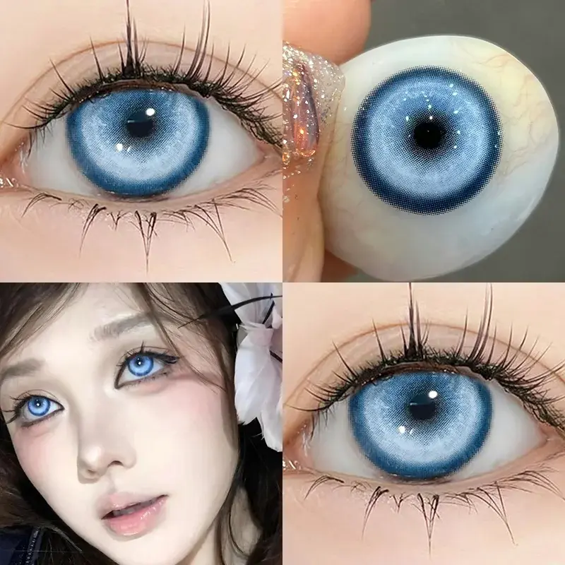 1 Cặp Kính Áp Tròng Màu Cosplay Xanh Lá Xanh Dương Xanh Dương Đỏ Xám Hồng Kính Áp Tròng Đáng Sợ Halloween Kính Áp Tròng Mềm 14.5Mm 1