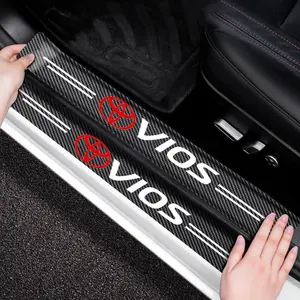Stiker Pelindung Pintu Mobil Bahan Kulit Serat Karbon Anti Gores Untuk Toyota Vios Gen 2 XP90 Gen 3 XP 150 Gen 4 TRD GR Stiker Karbon Mobil Vios Car stiker  mobil sporty