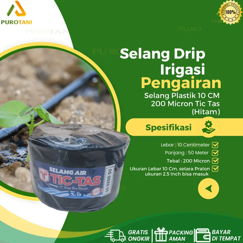Selang irigasi 2 inchi Selang Drip 20 mikron x 10 cm x 50 m Selang pipa 2 dim 50 meter 1