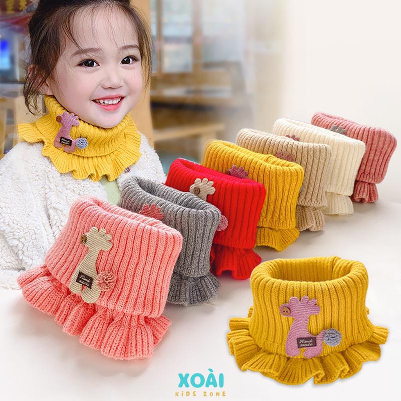 Khăn Len Ống Quàng Cổ Cho Bé Từ 0 Đến 12 Tuổi Đính Hình Chú Hươu Cao Cổ Dễ Thương Chất Liệu Len Dệt KIm Dày Dặn Ấm Áp - KO002