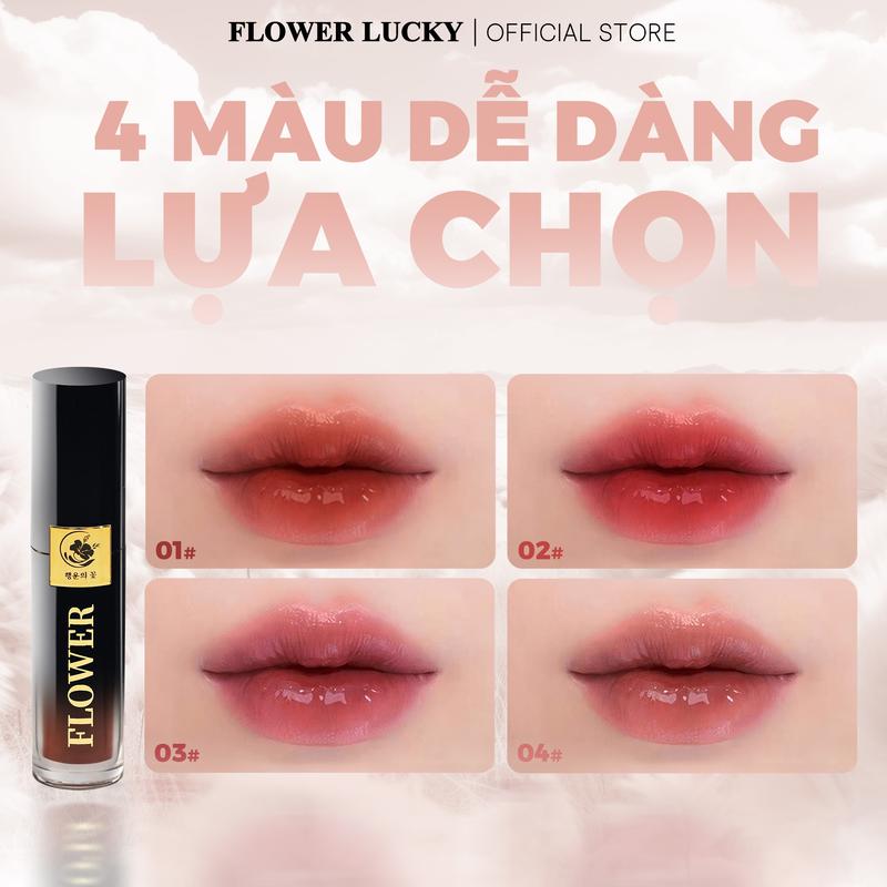 FLOWER LUCKY son môi dạng nước mới , bộ mỹ phẩm trang điểm Hàn Quốc, dòng  nước gương trái cây, dưỡng ẩm, lâu trôi, 5g son Cosmetic Nữ Women Son Môi